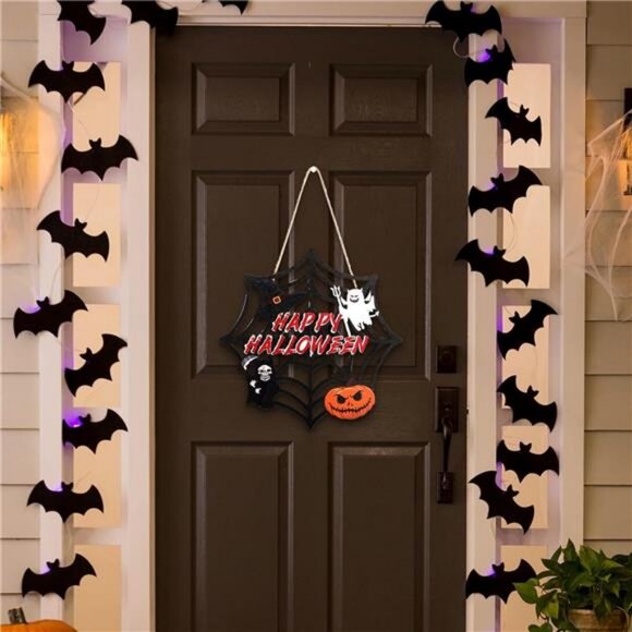 Halloween Party decorations - Welcome Sign for Front Door,Rustic Round Wood - Picture 5 of 7